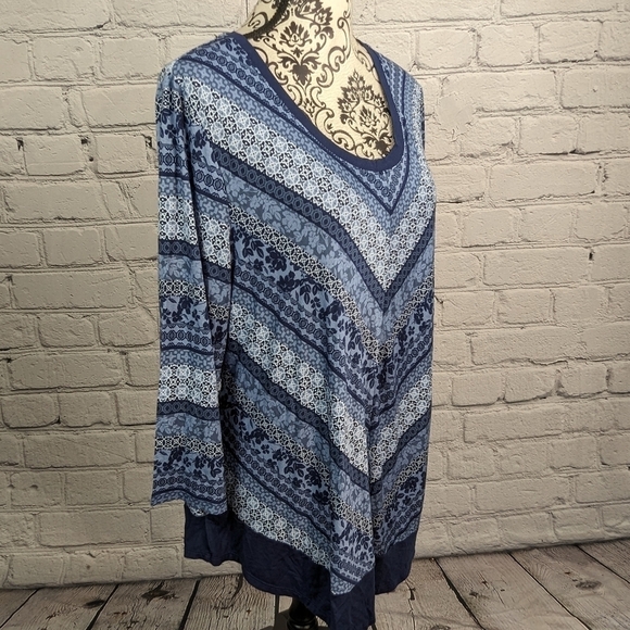 Croft & BARROW WOMENS LONG SLEEVE STRETCH KNIT GEOMETRIC PRINT PLUS SIZE 2X B23 - Picture 5 of 10